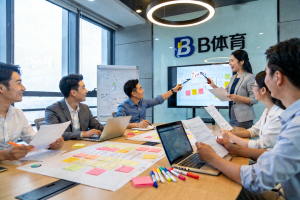 B体育平台团队成员在现代化办公室内进行头脑风暴会议讨论未来发展战略